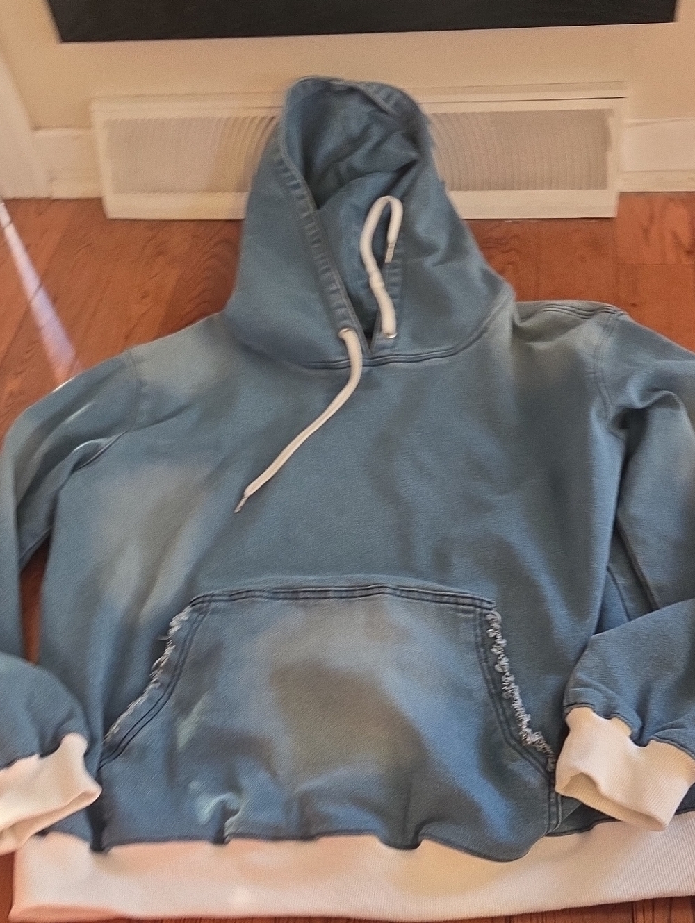 Casual Men's Hooded Sweater in Washed Blue
